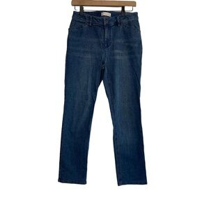 JJill Dark Blue High‎ Waisted Straight Leg 5 Pocket Design Pants 6 Petite